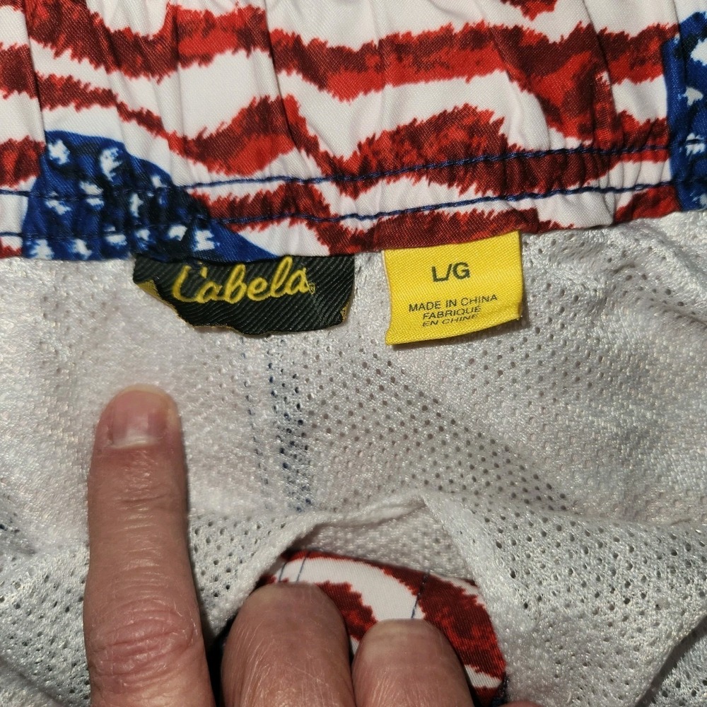 Cabela's‎ Mens L Red Blue American Flag Patriotic Cargo Board Short Swim Trunk L - Picture 5 of 7